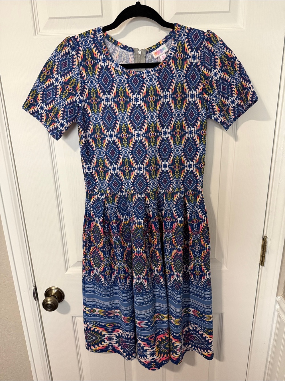 LuLaRoe Blue Multi-Color Mini Dress